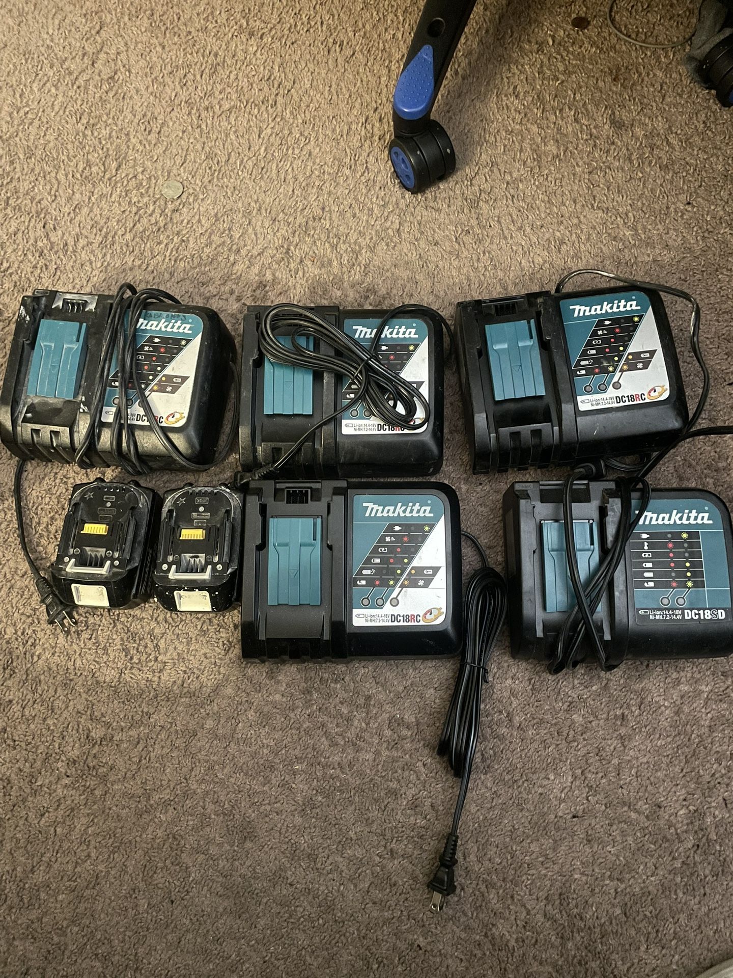 5 MAKITA CHARGERS