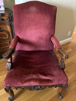 Ornate Carved Wood Armchair