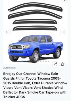 Breejoy Out-Channel Window Rain Guards Fit for Toyota Tacoma 2005-2015 Double Cab, Extra Durable Window Visors Vent Visors Vent Shades Wind Deflector 