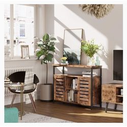Storage Sideboard, Buffet Table, Kitchen Cabinet, Freestanding Console Table with Cupboard, Shelves, Louvered Doors, for Dining Room Living Room Entry