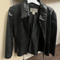 Black leather jacket for women