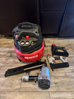 Compressor Central pneumatic  & 3 pistolas