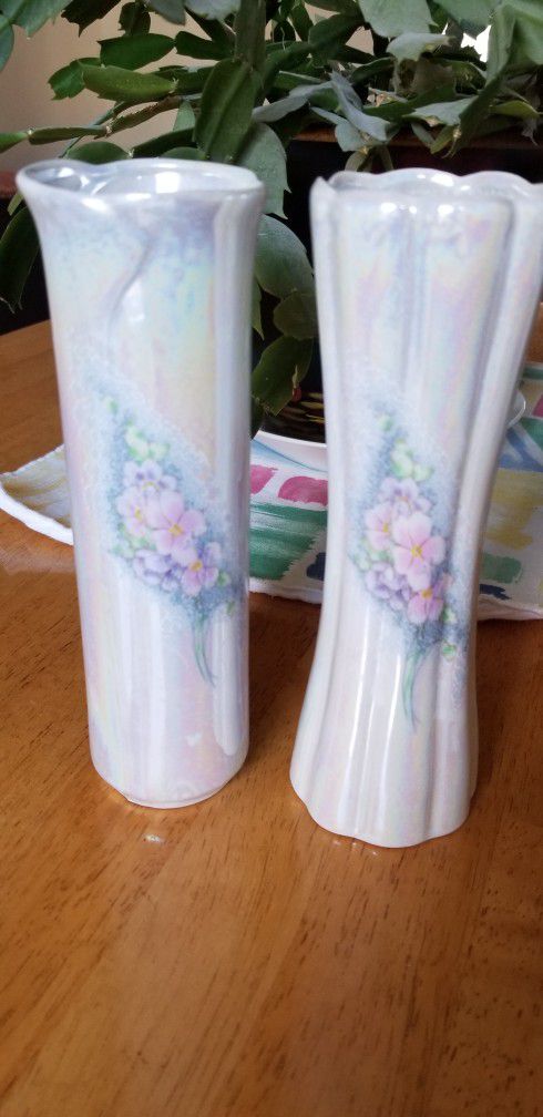 Vintage Pearlescent Bud Vases