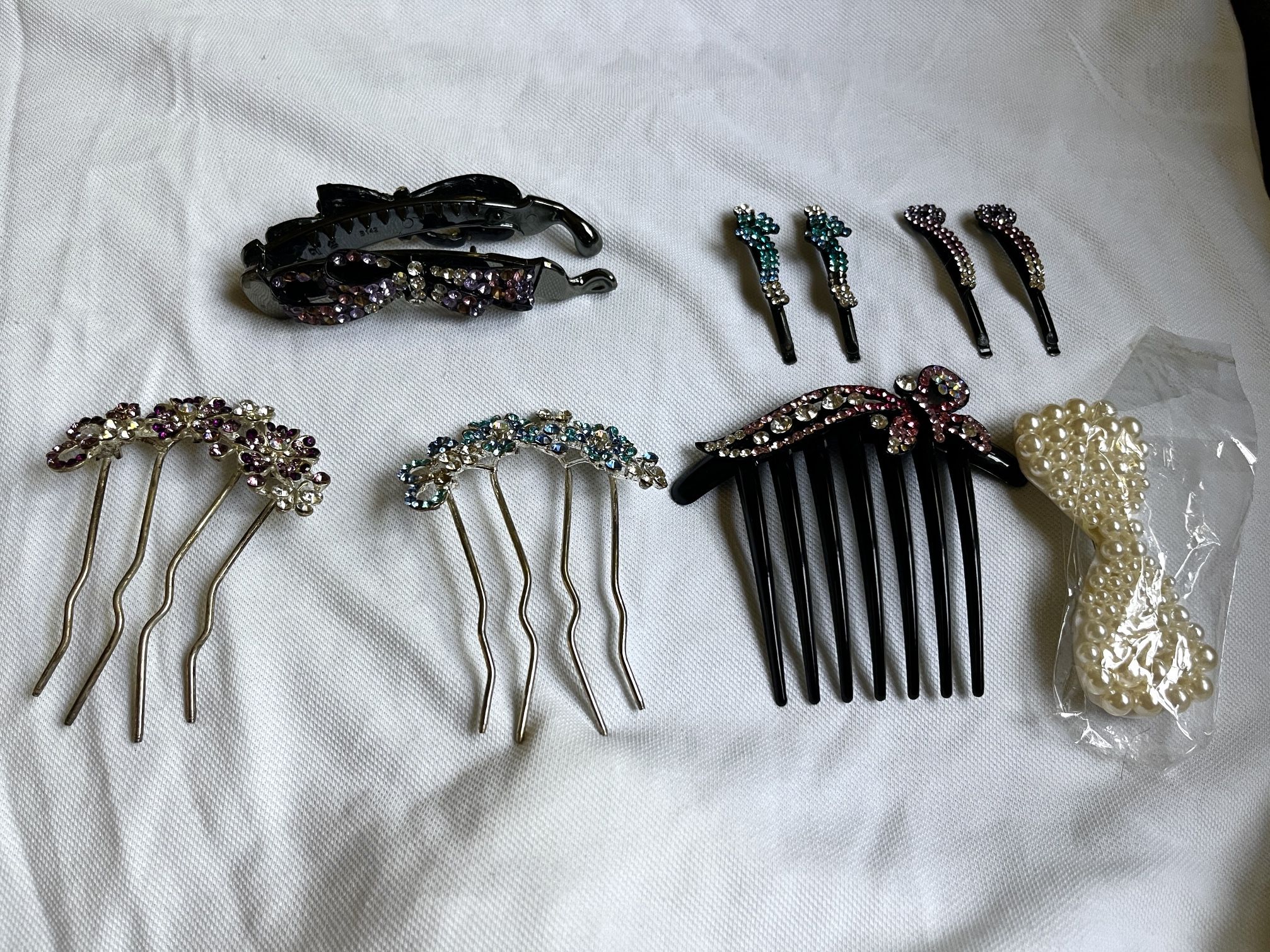 Brand New Decorative Hair Combs & Clips with Rhinestones - Bundle & Save