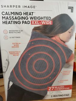 Calming Heat XXL-Wide Massaging Weighted Heating Pad by Sharper Image