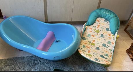 Baby bath tub and baby bath seat.