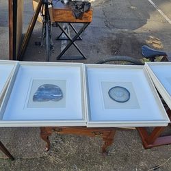 4 Natural Agate Stone with Hand Finished Wood Frame 20"×20"