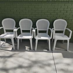 4  White Outdoor Patio Chairs