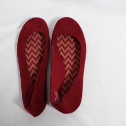 Burgundy Sueded Flats, Women's Size 8 – Chevron Printed Interior