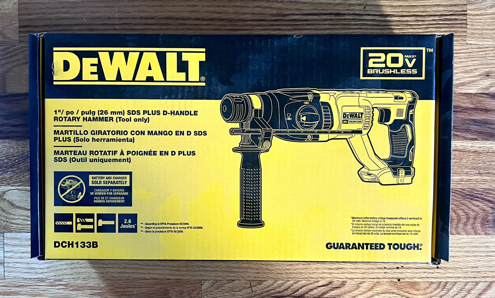 DEWALT 20V MAX XR Li-Ion 1”SDS Rotary Hammer DCH133B (Tool Only) NEW