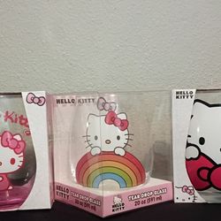 Hello Kitty Teardrop Glass Set Of 3 Brand New 