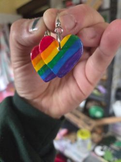 Handmade Clay Rainbow Pride Handpainted Earrings