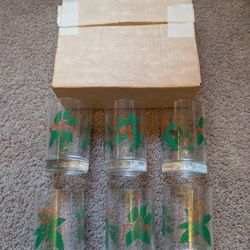 Vintage Box of 6 McCormick Herb drinking glasses