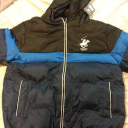 Beverly Hills Polo Club Men's Puffer Jacket (Blue/Black) Large