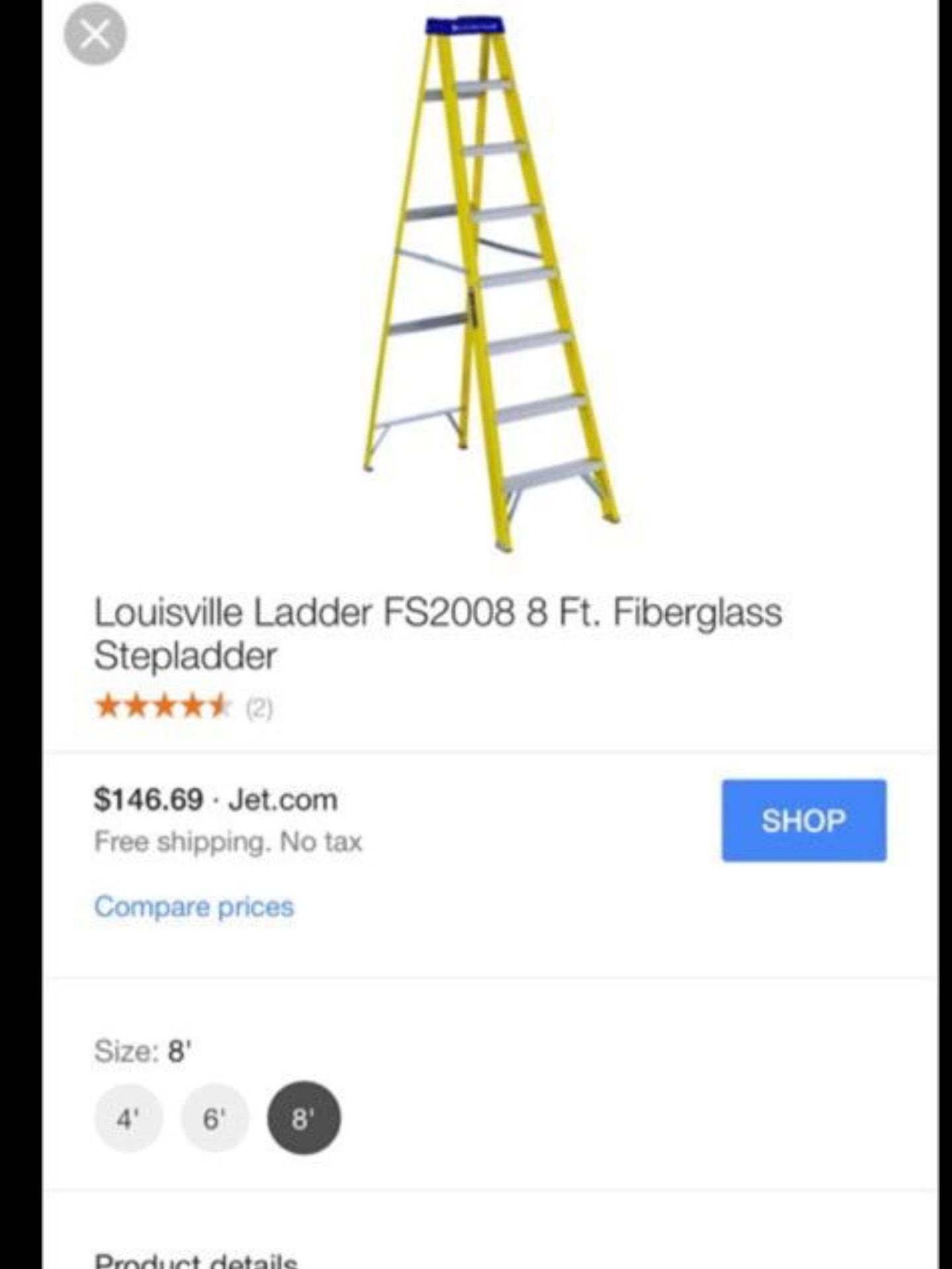 1 Louisville ladders 8 ft Fiberglas