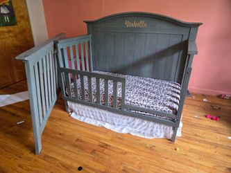 Soho Baby Chandler Premium 4-in-1 Convertible Crib, Stone Wash, toddler guard included
