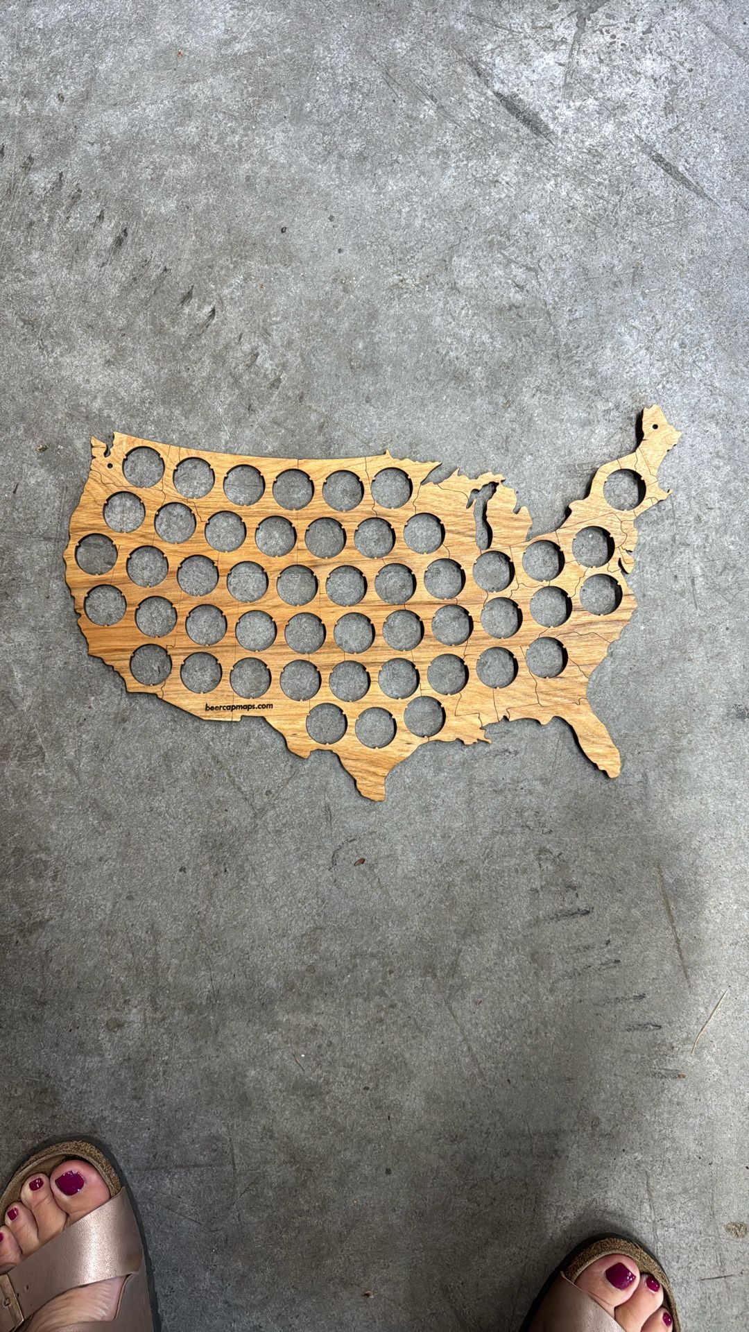 Wood US Beer Cap Map