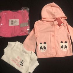 Baby Girl Clothing Bundle 6-9 New Pajamas Hoodie Bodysuit Swimwear