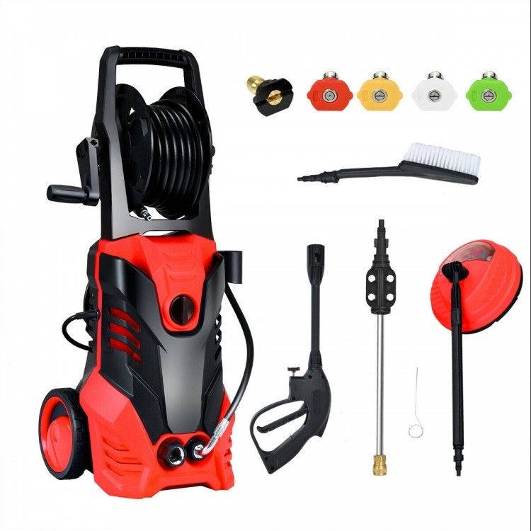 Electric High Pressure Washer With Patio Cleaner in Red