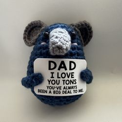 Handmade Crochet Elephant Plush Dad Gift Desk Decor Cute Stress Relief Toy