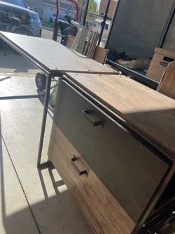 Bush Refinery Model Industrial Desk and Lateral File Cabinet