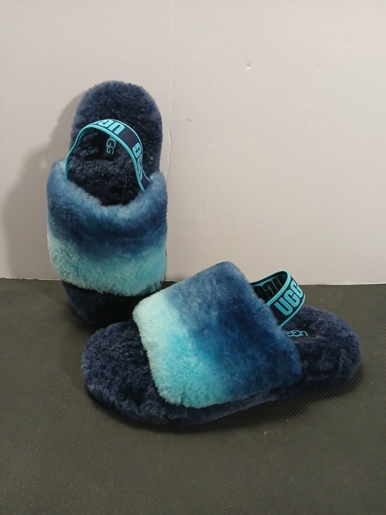 UGG Fluff Yeah Slippers Fuchsia Gradient Kids Youth US Size 1 / UK 13