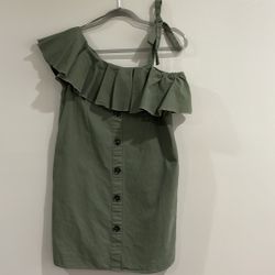 English Factory green olive dress size S, fabric kind a like jeans, used 