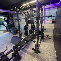 Vesta Fitness Smith Machine 1001 w/Bench Attachment | 230lb Bumpers Olympic Weights | 7ft Olympic Bar | Fitness | Gym Equipment | FREE DELIVERY 🚚 