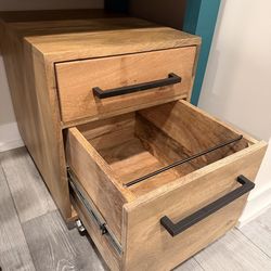 Solid Wood 2-Drawer Filing Cabinet (Mango Wood)