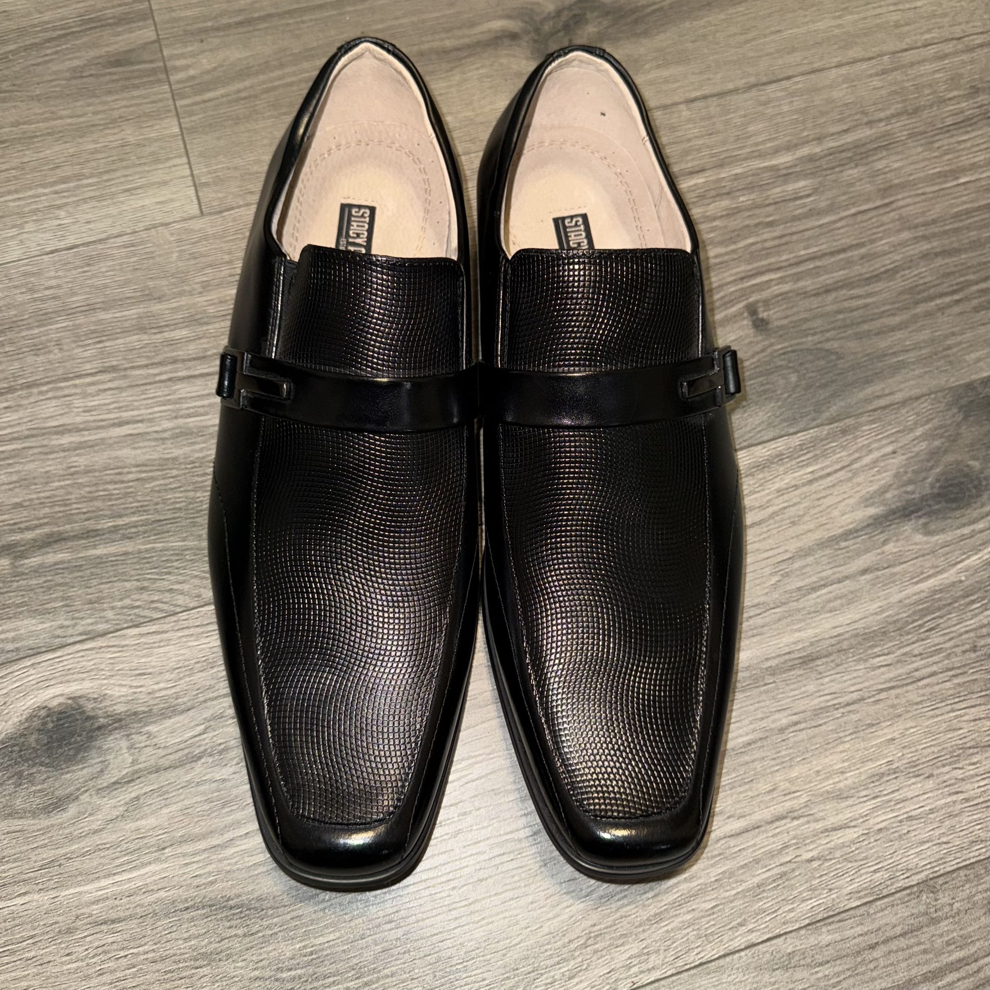 Stacey Adams Black Leather Square Toed Loafers-12w