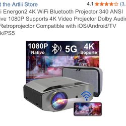 Artlii Energon2 4K WiFi Bluetooth Projector 340 ANSI Native 1080P Supports 4K Video Projector Dolby Audio 4K Retroprojector Compatible with iOS/Androi