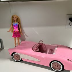 Barbie The Movie Hot Wheels 1956 Convertible Corvette Stingray *NO REMOTE & Barbie doll