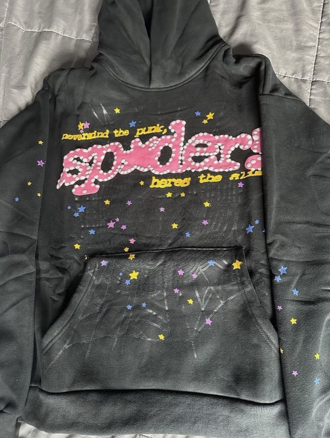 Sp5der Men's Hoodie V1 Black/Pink,