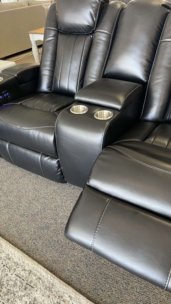AP🎉 Black Power Reclining Sofa & Loveseat Set// Fast Delivery - Financing