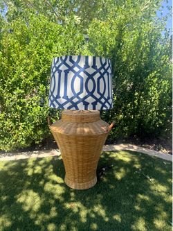 Vintage wicker lamp with shade