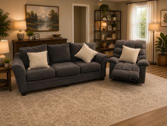 Very Comfy Gray Sofa Couch  & Recliner Chair (Delivery available, see details)