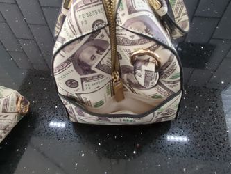 100 Dollar Bill Handbag With Matching Bag And Shoulder Strap for