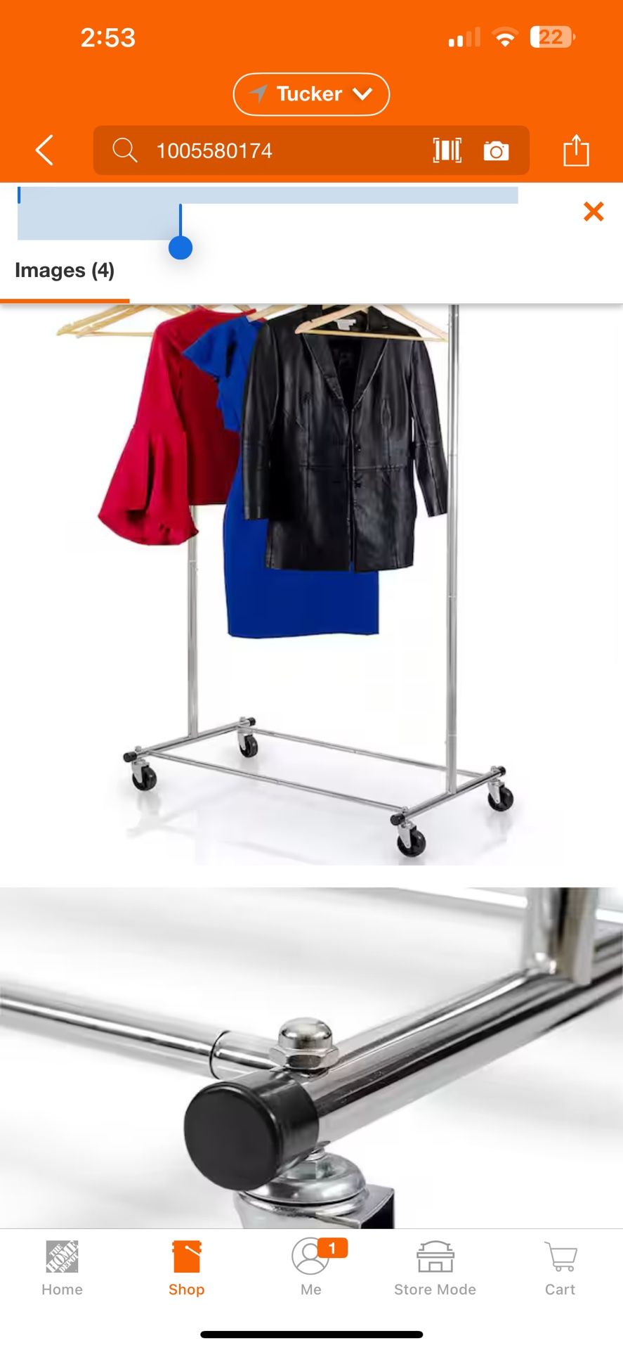 Chrome Metal Clothes Rack 60 in. W x 62 in. H