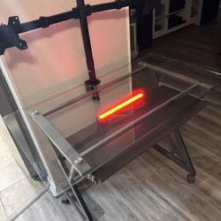 Glass top / Metal Frame desk w/ Monitor Stand 