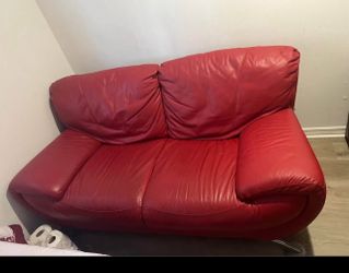 Red Leather Loveseat