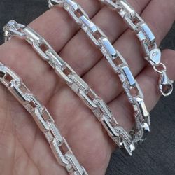 Rolo Hermes Link Real Solid 925 Sterling Silver 7mm Chain Necklace Or Bracelet
