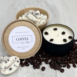 Coffee candle & wax melt combo I soy wax strong scent | gift ideas 