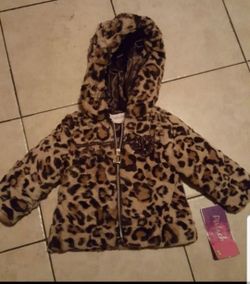 Pistachio Baby Jackets Girls Faux Fur Jacket With Animal Print 12 months
