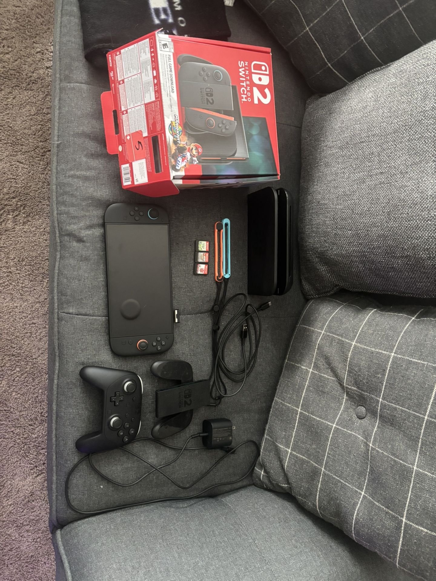 Nintendo Switch 2 Mario Cart Edition With Pro Controller And 3 Games
