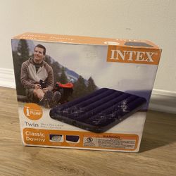 Intex Twin Size Classic Downy Inflatable Air Bed Mattress 68757WA Blue