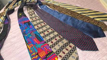6 Men's Designer Silk Ties Burma Bibas Perry Ellis Lot