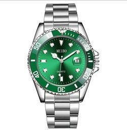 Mens Stainless Steel Watch Green Classic Luxury Casual Analog Date Quartz Wrist watch