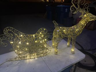 Small LED Reindeer & Sleigh Set
