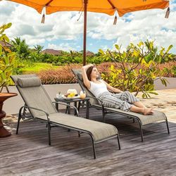   EROMMY Patio Lounge Chairs Set of 2, All-Weather Waterproof Upgraded Outdoor Pool Chaise Lounge Chairs with Adjustable Backrest for Beach 