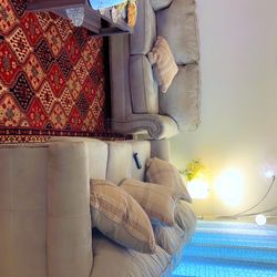 Three piece sofa set with tables